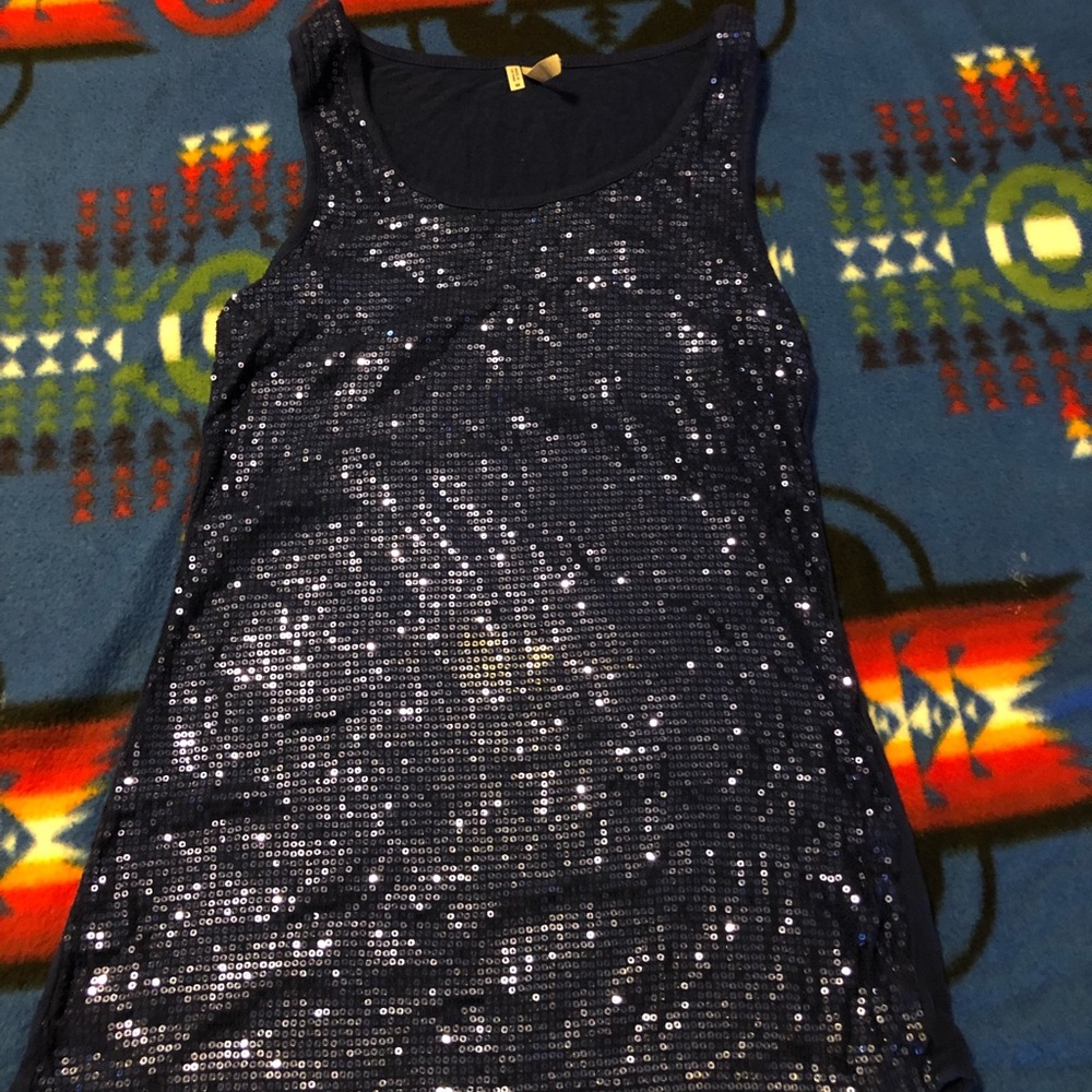 Navy sequin top